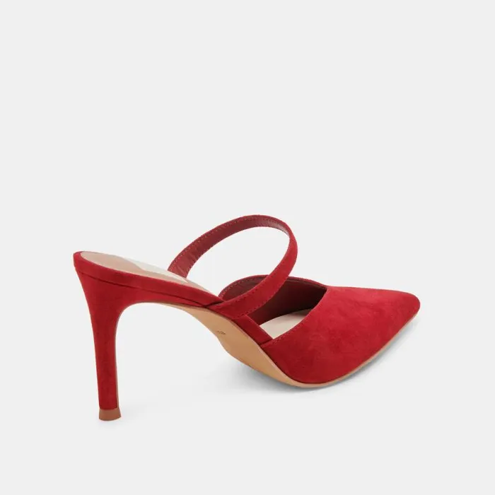 Dolce Vita Kanika Heels Crimson Suede Women Mules and Clogs