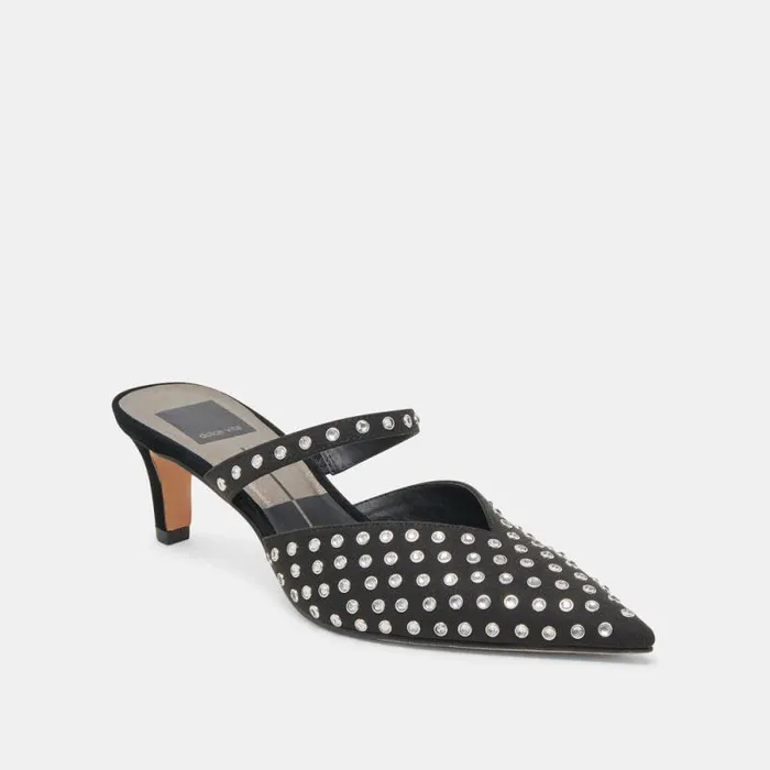 Dolce Vita Kanika Mid Crystal Stud Heels Black Crystal Women Heels