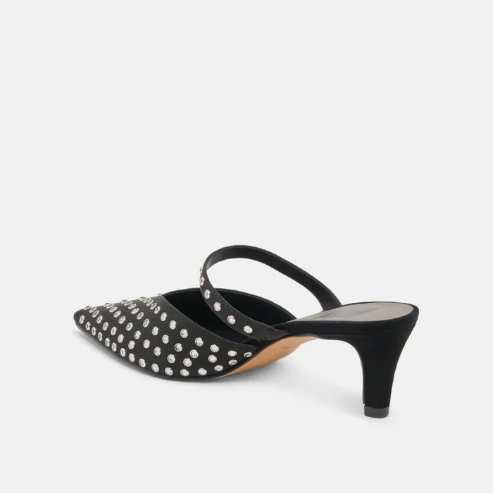 Dolce Vita Kanika Mid Crystal Stud Heels Black Crystal Women Heels