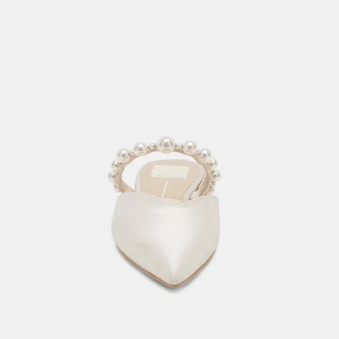 Dolce Vita Kanika Pearl Wide Flats Vanilla Pearls Women Mules and Clogs