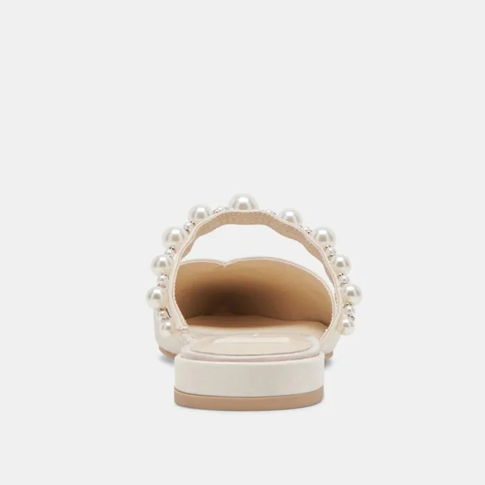 Dolce Vita Kanika Pearl Wide Flats Vanilla Pearls Women Mules and Clogs