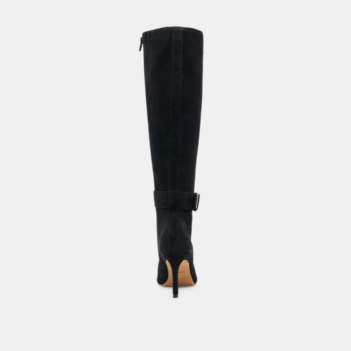 Dolce Vita Kinzy Wide Calf Boots Onyx Suede Women Boots and Booties