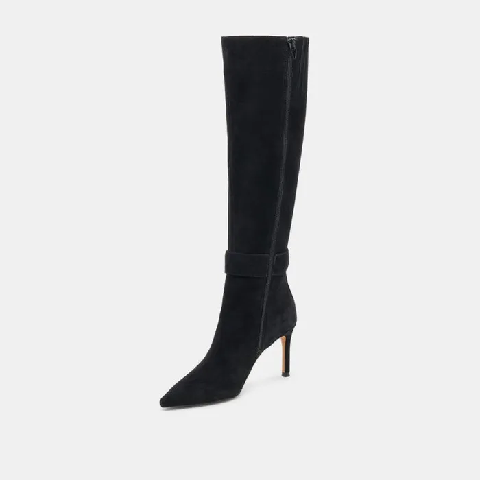 Dolce Vita Kinzy Wide Calf Boots Onyx Suede Women Boots and Booties