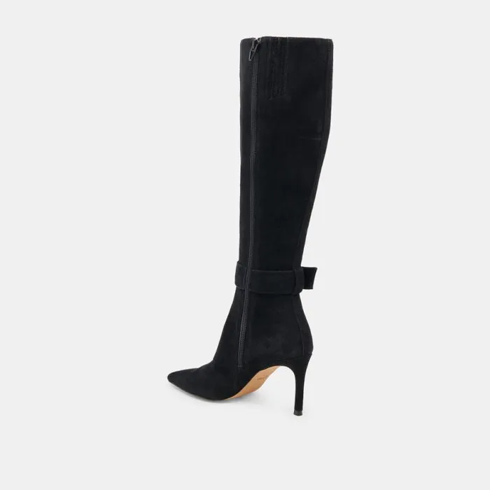 Dolce Vita Kinzy Wide Calf Boots Onyx Suede Women Boots and Booties