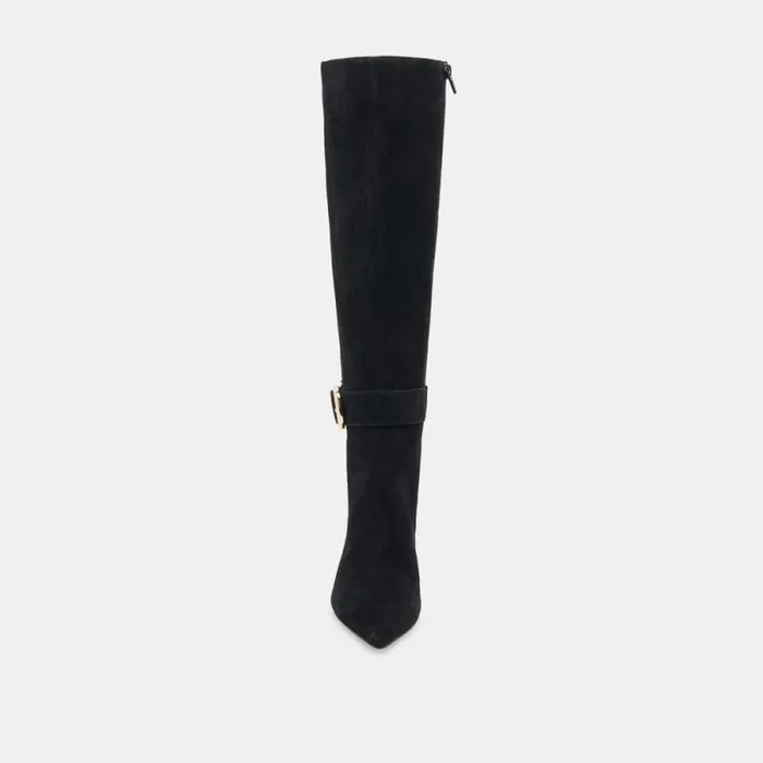 Dolce Vita Kinzy Wide Calf Boots Onyx Suede Women Boots and Booties