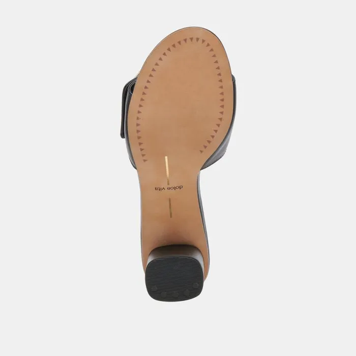 Dolce Vita Laika Heels Black Leather Women Sandals