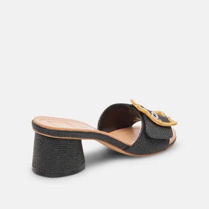 Dolce Vita Lucey Wide Heels Black Raffia Women Heels