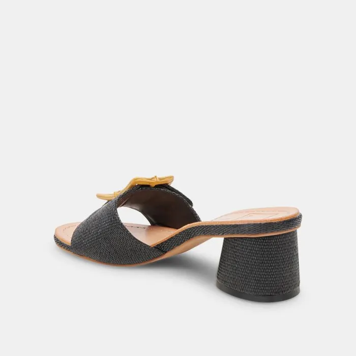 Dolce Vita Lucey Wide Heels Black Raffia Women Heels