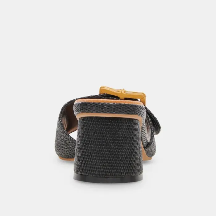 Dolce Vita Lucey Wide Heels Black Raffia Women Heels
