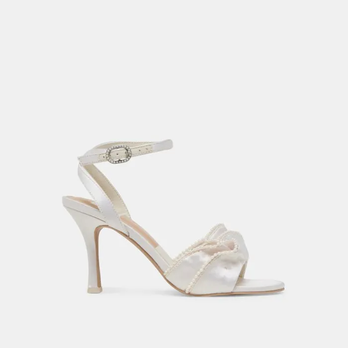 Dolce Vita Lunete Pearl Heels Vanilla Satin Women Heels