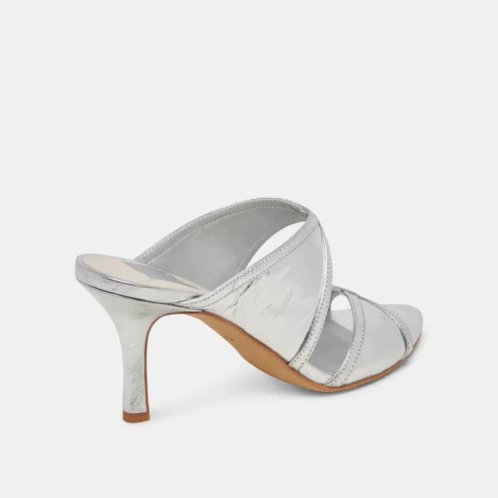 Dolce Vita Mandel Heels Silver Crinkle Patent Women Heels
