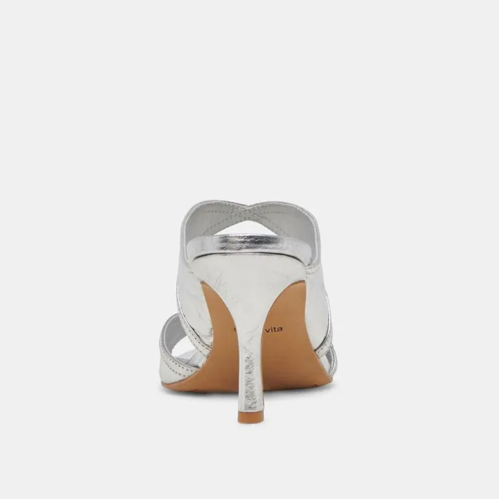 Dolce Vita Mandel Heels Silver Crinkle Patent Women Heels
