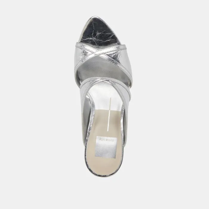 Dolce Vita Mandel Heels Silver Crinkle Patent Women Heels