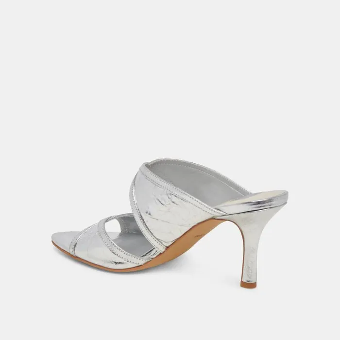 Dolce Vita Mandel Heels Silver Crinkle Patent Women Heels