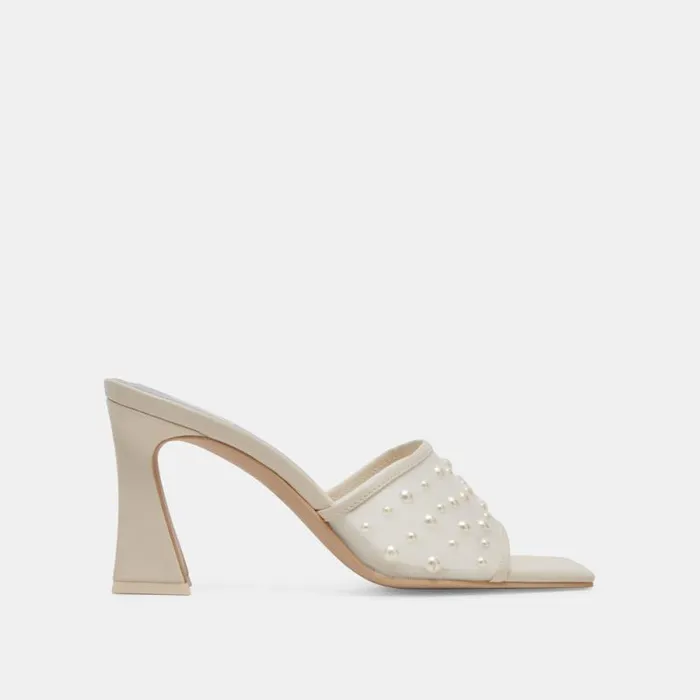 Dolce Vita Narda Pearl Heels Ivory Mesh Women Heels
