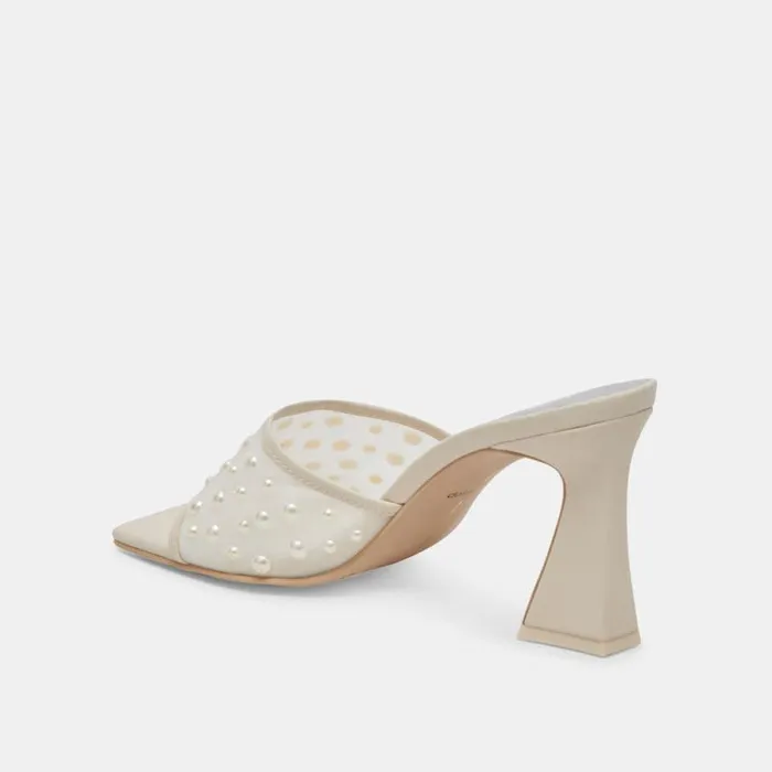 Dolce Vita Narda Pearl Heels Ivory Mesh Women Heels