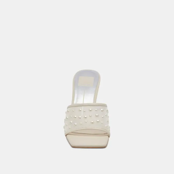 Dolce Vita Narda Pearl Heels Ivory Mesh Women Heels