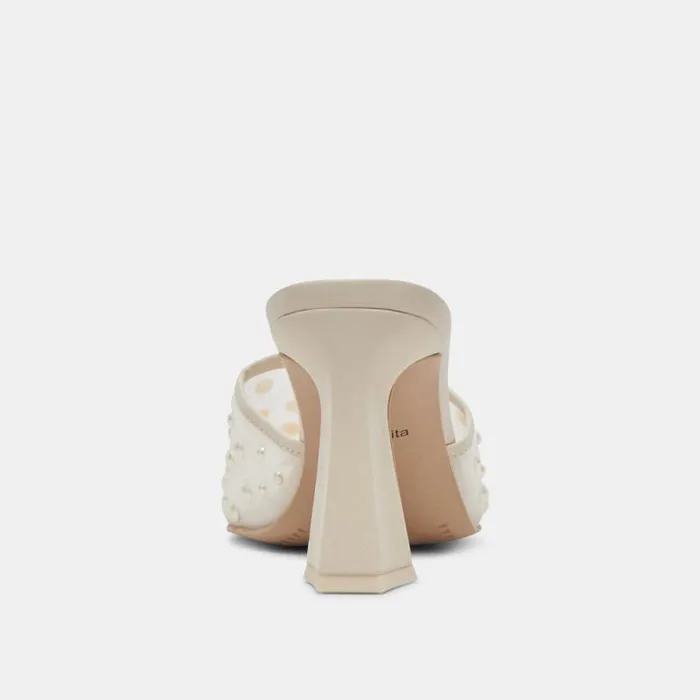 Dolce Vita Narda Pearl Heels Ivory Mesh Women Heels
