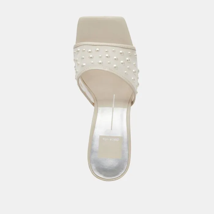 Dolce Vita Narda Pearl Heels Ivory Mesh Women Heels