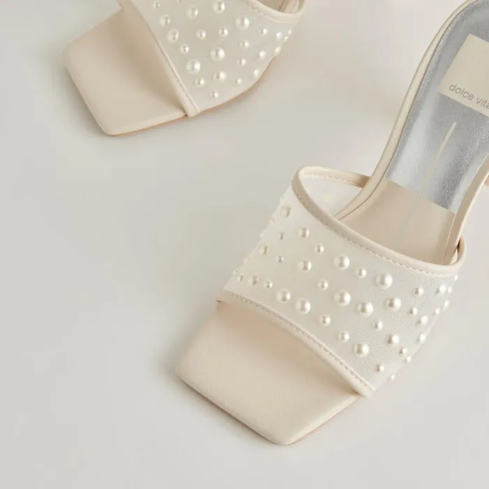Dolce Vita Narda Pearl Heels Ivory Mesh Women Heels