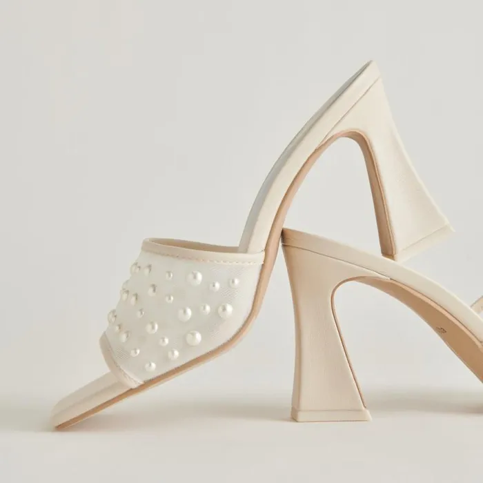Dolce Vita Narda Pearl Heels Ivory Mesh Women Heels