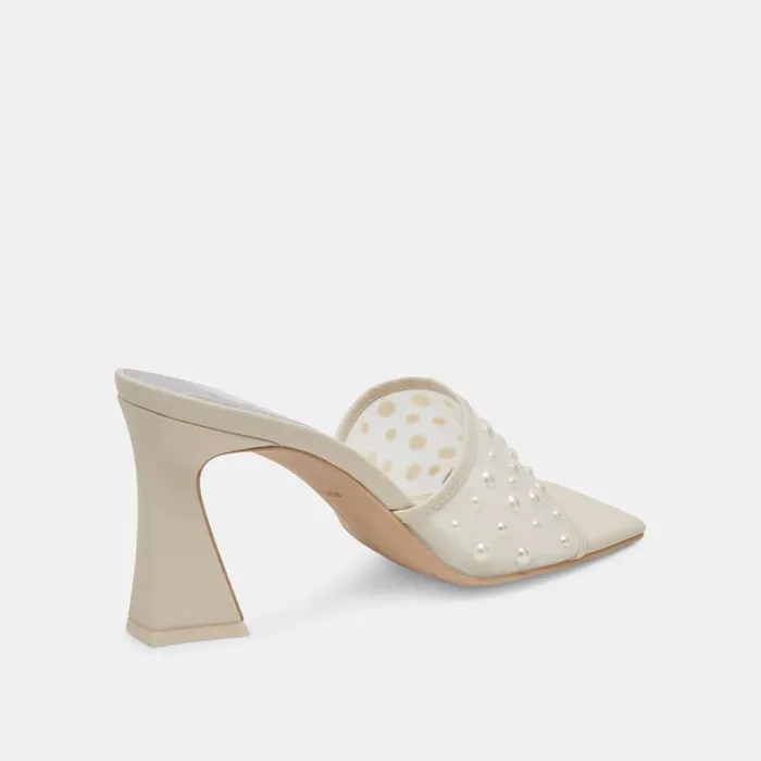 Dolce Vita Narda Pearl Heels Ivory Mesh Women Heels