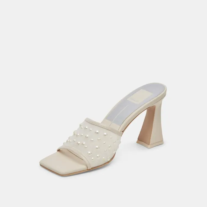 Dolce Vita Narda Pearl Heels Ivory Mesh Women Heels
