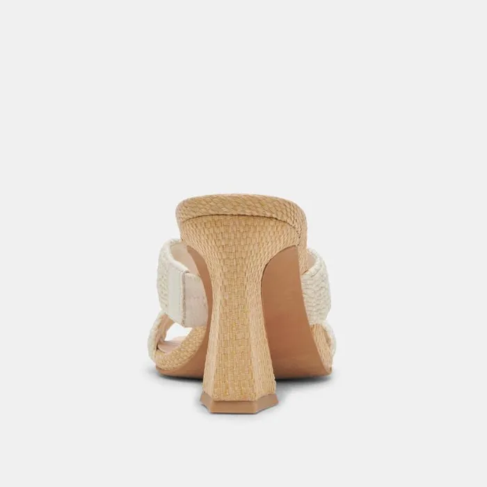 Dolce Vita Nitro Wide Heels White Raffia Women Heels