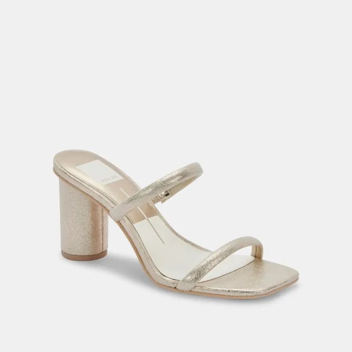 Dolce Vita Noles Heels Gold Metallic Stella Suede Women Sandals