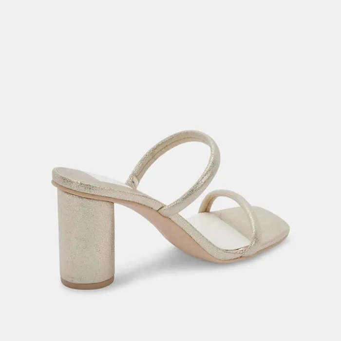 Dolce Vita Noles Heels Gold Metallic Stella Suede Women Sandals