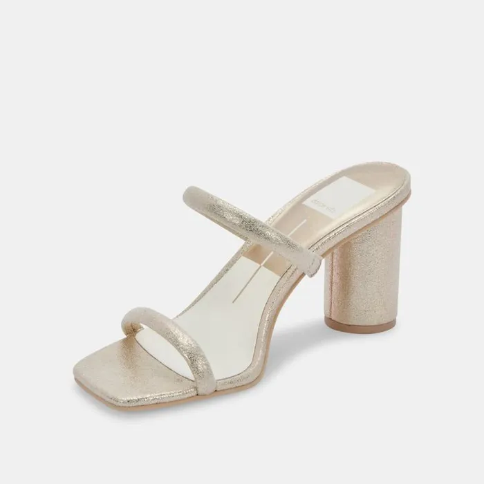 Dolce Vita Noles Heels Gold Metallic Stella Suede Women Sandals