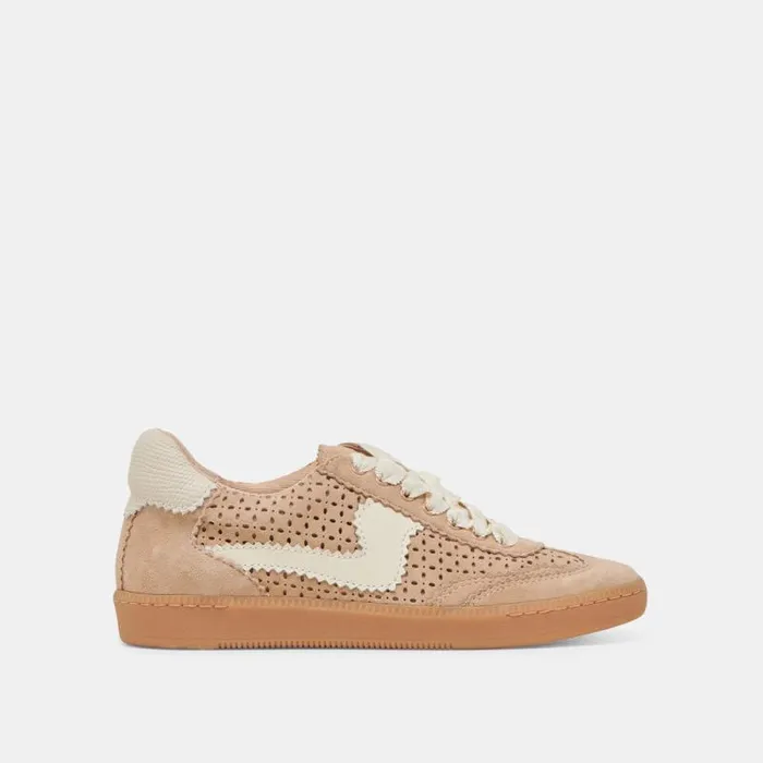 Dolce Vita Notice Eyelet Perf Sneakers Camel Suede Women Sneakers