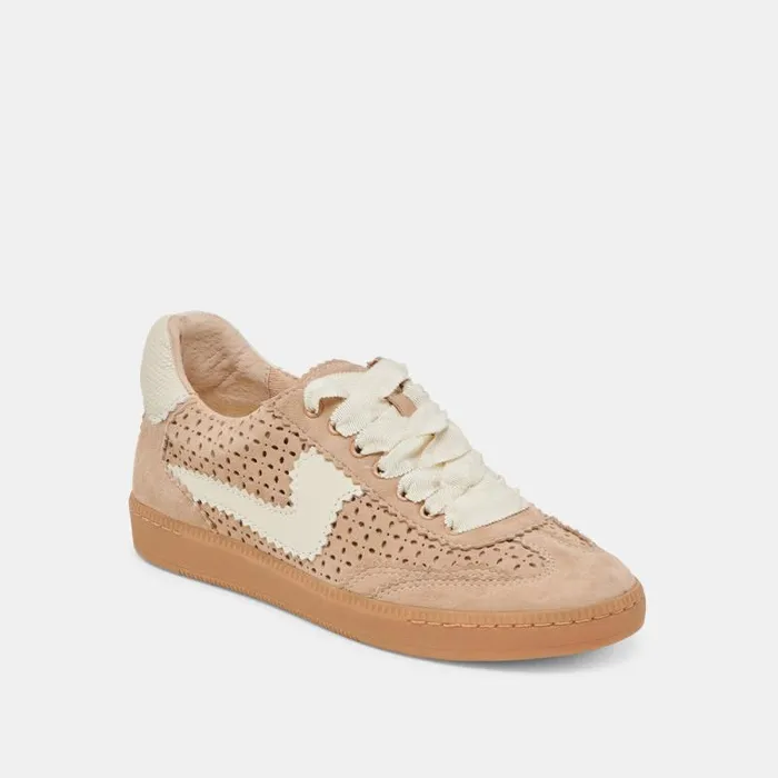Dolce Vita Notice Eyelet Perf Sneakers Camel Suede Women Sneakers