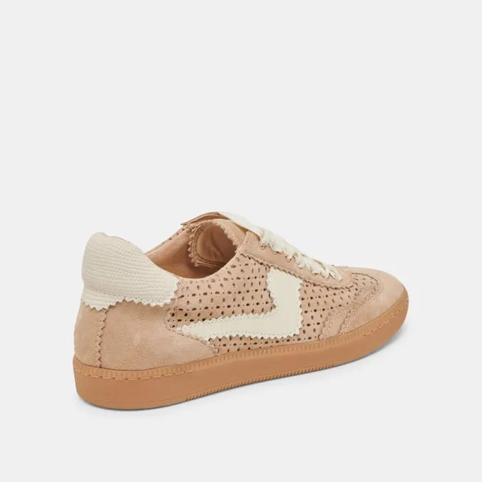 Dolce Vita Notice Eyelet Perf Sneakers Camel Suede Women Sneakers