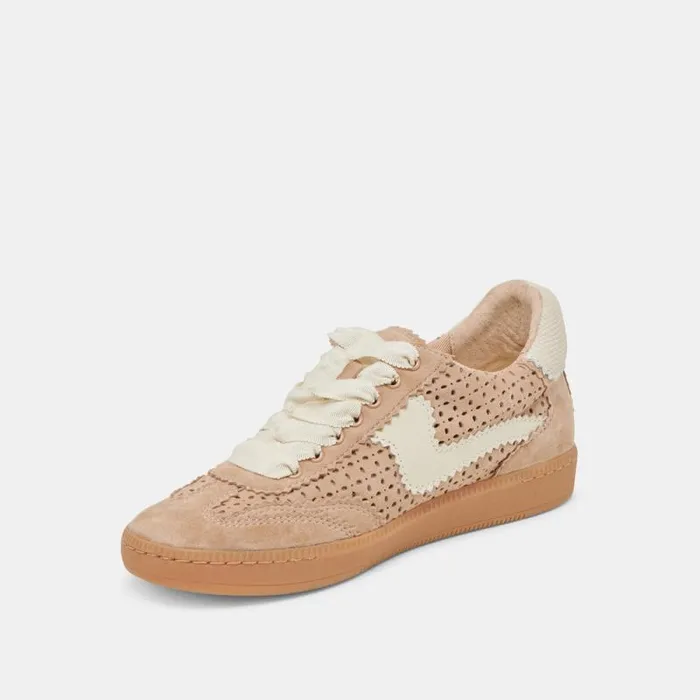 Dolce Vita Notice Eyelet Perf Sneakers Camel Suede Women Sneakers