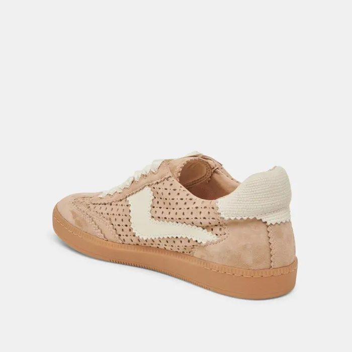 Dolce Vita Notice Eyelet Perf Sneakers Camel Suede Women Sneakers