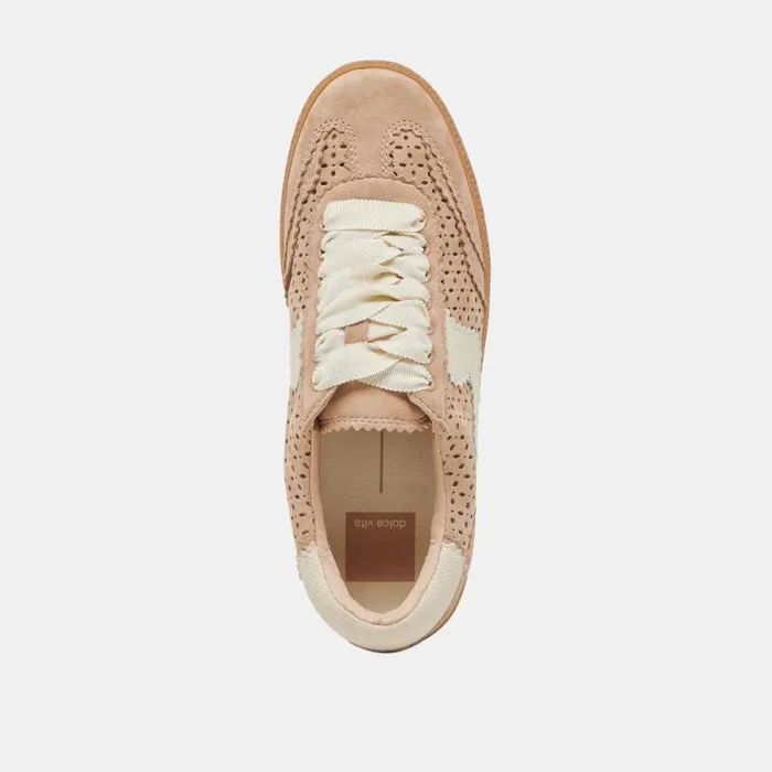 Dolce Vita Notice Eyelet Perf Sneakers Camel Suede Women Sneakers