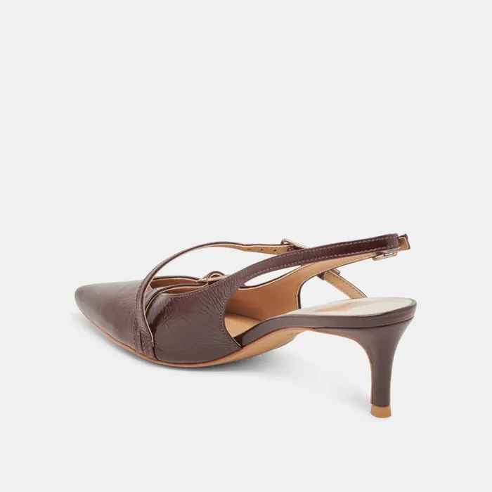 Dolce Vita Pamla Mid Wide Heels Cranberry Crinkle Patent Women Heels