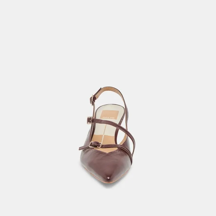 Dolce Vita Pamla Mid Wide Heels Cranberry Crinkle Patent Women Heels