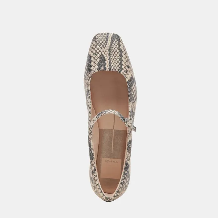 Dolce Vita Reyes Ballet Flats Black White Snake Embossed Women Flats and Loafers