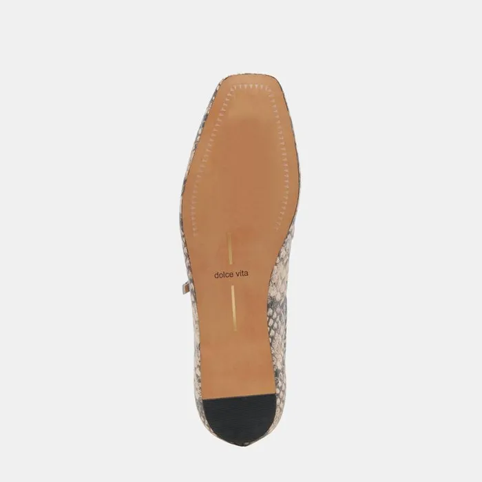 Dolce Vita Reyes Ballet Flats Black White Snake Embossed Women Flats and Loafers