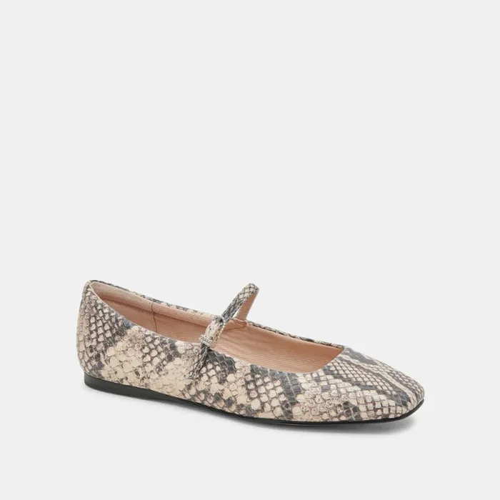 Dolce Vita Reyes Ballet Flats Black White Snake Embossed Women Flats and Loafers