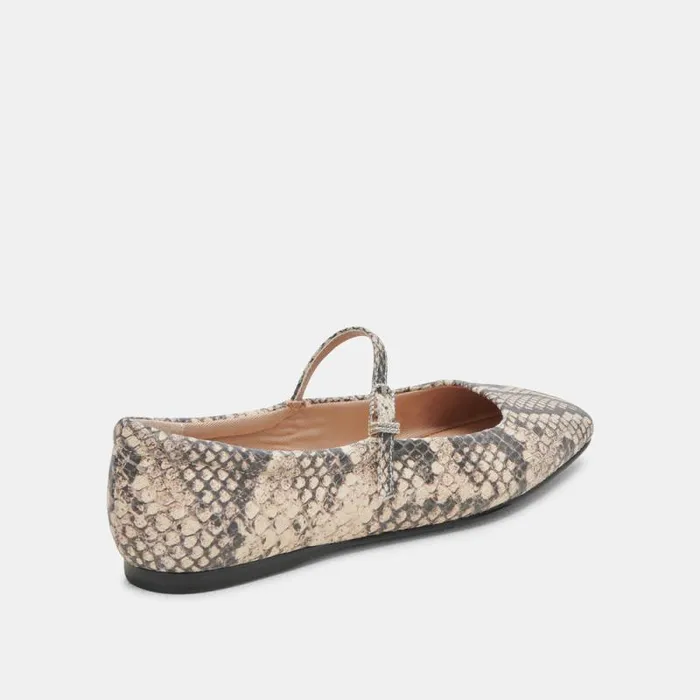 Dolce Vita Reyes Ballet Flats Black White Snake Embossed Women Flats and Loafers