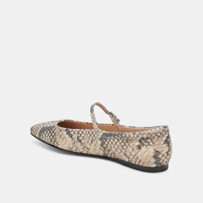 Dolce Vita Reyes Ballet Flats Black White Snake Embossed Women Flats and Loafers