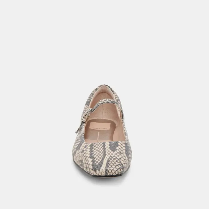 Dolce Vita Reyes Ballet Flats Black White Snake Embossed Women Flats and Loafers