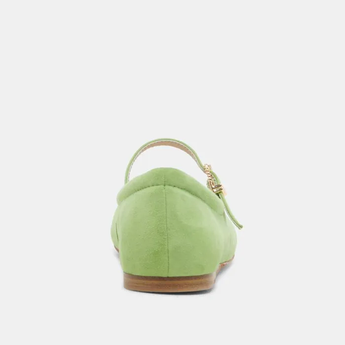 Dolce Vita Reyes Toe Cap Ballet Flats Lime Suede Women Flats and Loafers