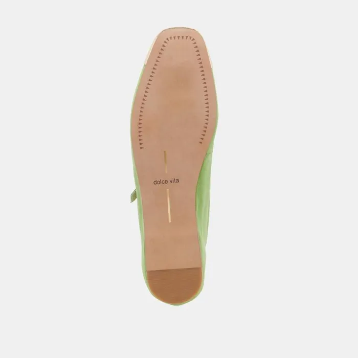 Dolce Vita Reyes Toe Cap Ballet Flats Lime Suede Women Flats and Loafers