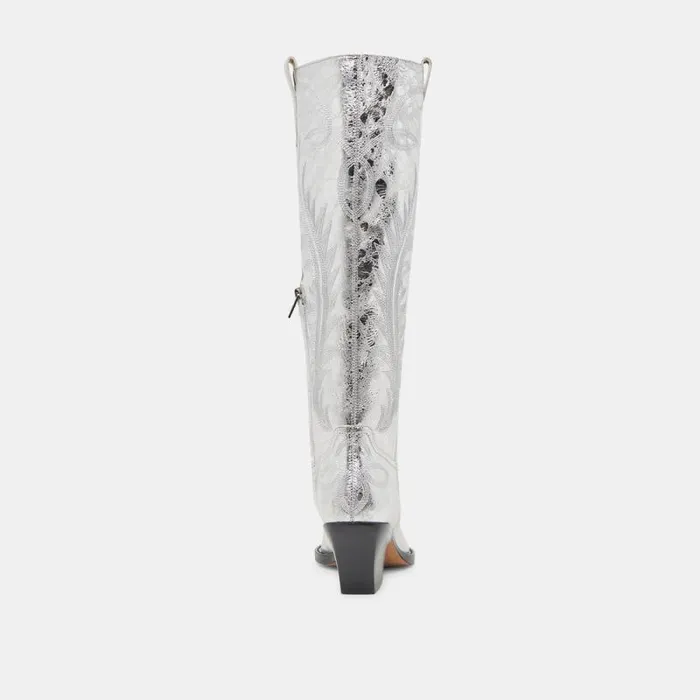 Dolce Vita Ryatt Boots Silver Distressed Leather Women Boots and Booties