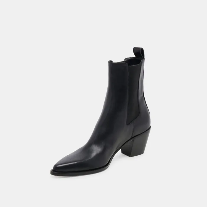 Dolce Vita Shadie H2O Wide Booties Black Leather Women Boots and Booties