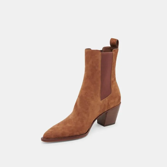 Dolce Vita Shadie H2O Wide Booties Brown Suede Women Boots and Booties